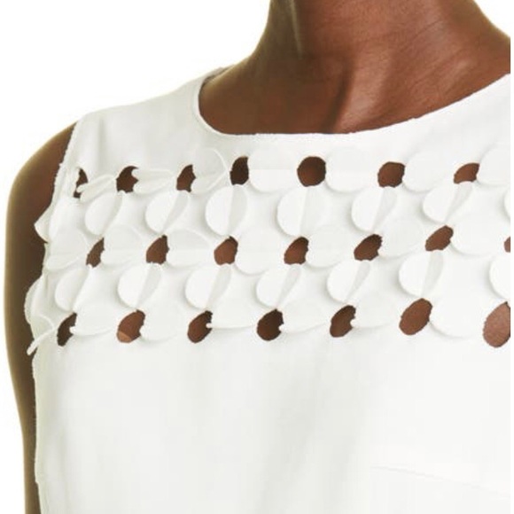 NWOT Akris punto Circle Cut Out Sleeveless Sheath Dress Size 4 Cream - Picture 6 of 11